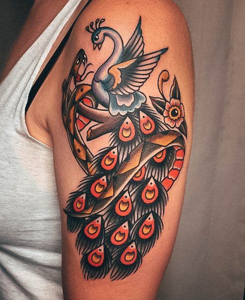 Magnificent Peacock Tattoo For Girls