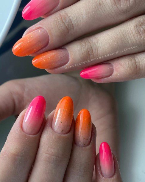 Magnificent Pink And Orange Fingernails For Girls