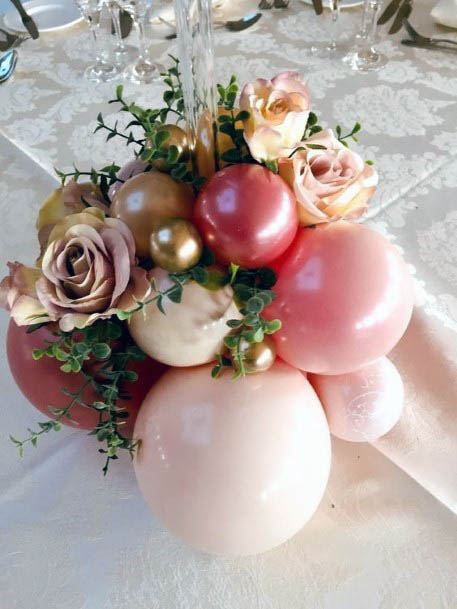 Magnificent Pink Rose Gold Floral Balloon Wedding Decor Inspiration Ideas Centerpiece