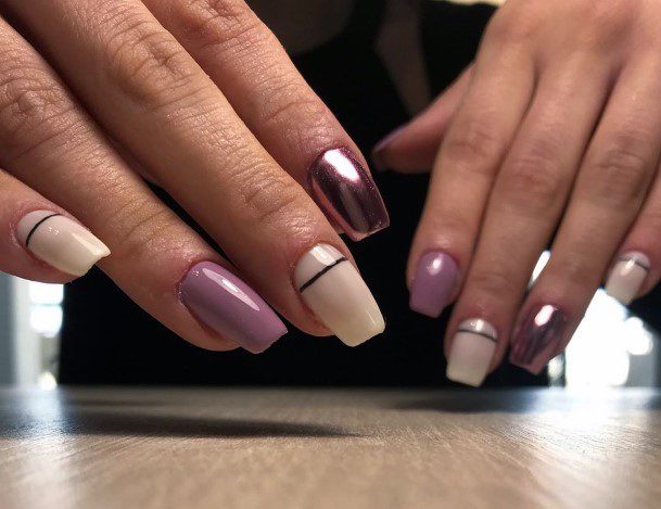 Magnificent Pink White Girly Mirror Nails For Women