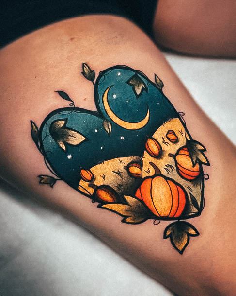 Magnificent Pumpkin Tattoo For Girls