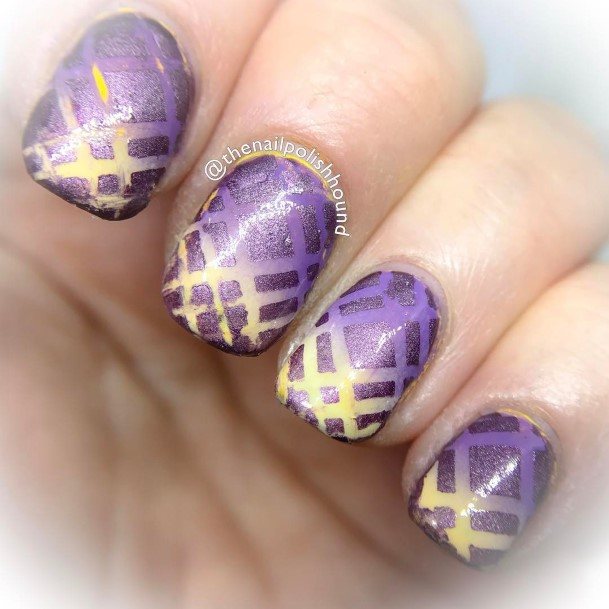 Magnificent Purple And Yellow Fingernails For Girls
