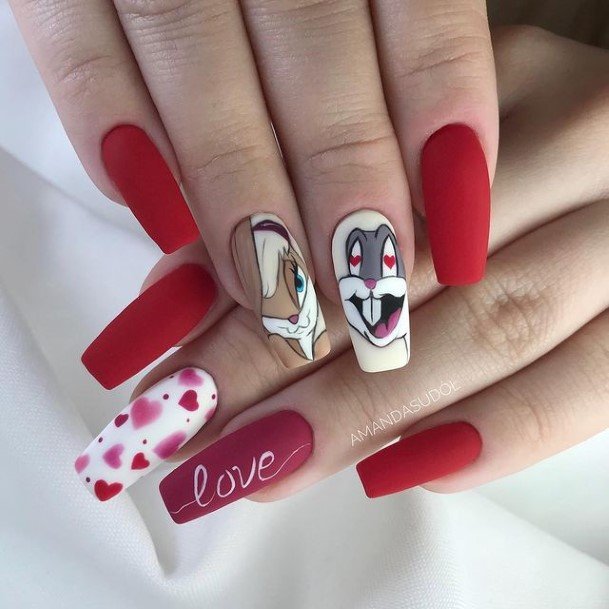 Magnificent Red And Grey Fingernails For Girls