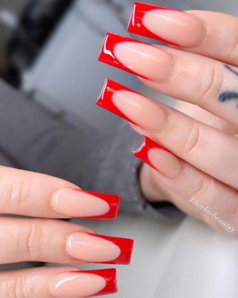 Magnificent Red French Tip Fingernails For Girls