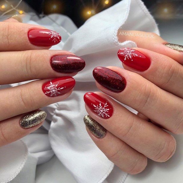 Magnificent Red Glitter Fingernails For Girls