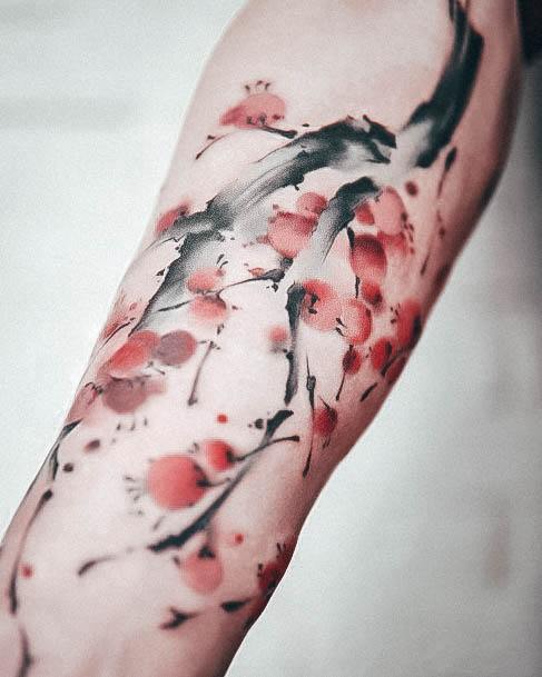 Magnificent Red Ink Tattoo For Girls