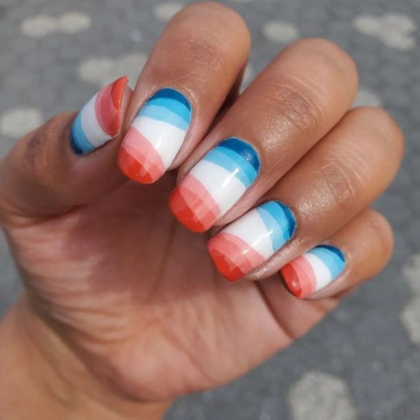 Magnificent Red White And Blue Fingernails For Girls