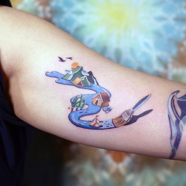 Magnificent River Tattoo For Girls