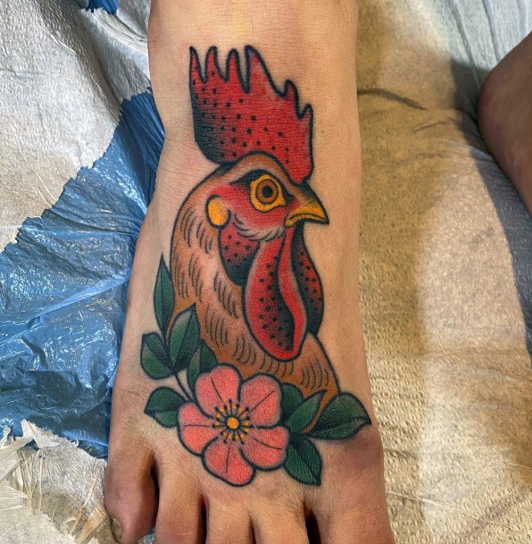 Magnificent Rooster Tattoo For Girls