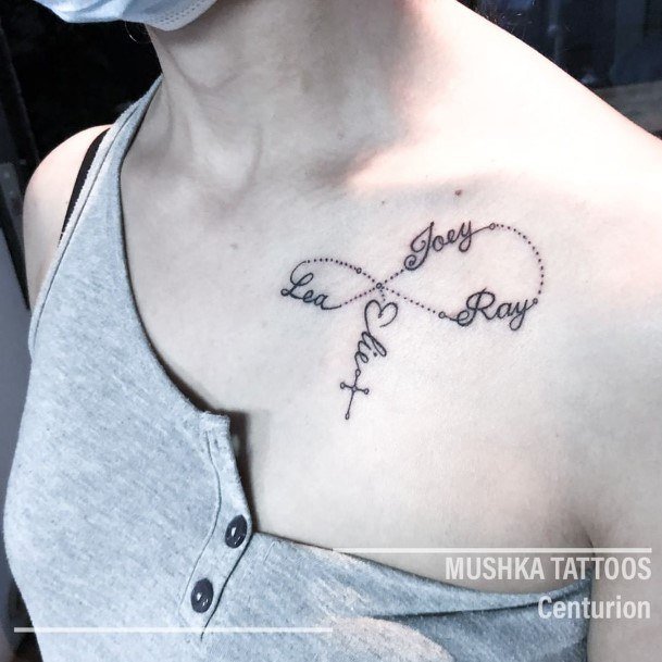 Magnificent Rosary Tattoo For Girls Chest Collar Bone