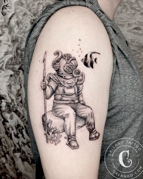 Magnificent Scuba Diving Tattoo For Girls