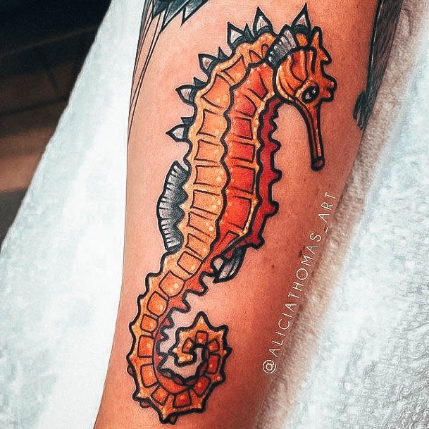 Magnificent Seahorse Tattoo For Girls