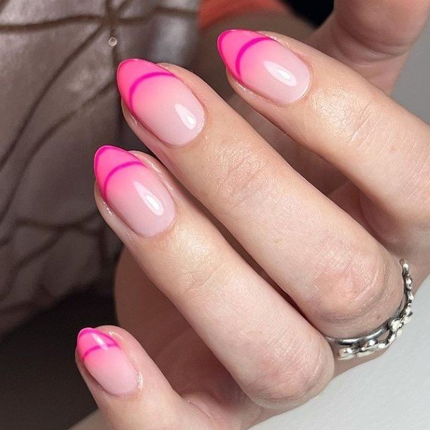 Magnificent Short Pink And White Fingernails For Girls