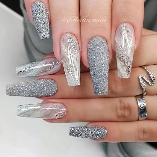 Magnificent Silver Dress Fingernails For Girls