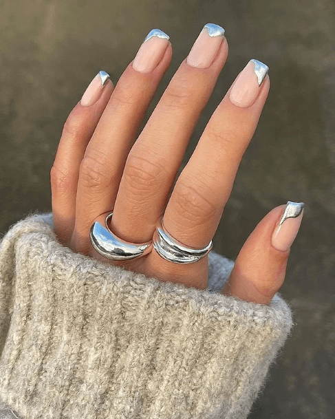 Magnificent Silver French Tip Fingernails For Girls