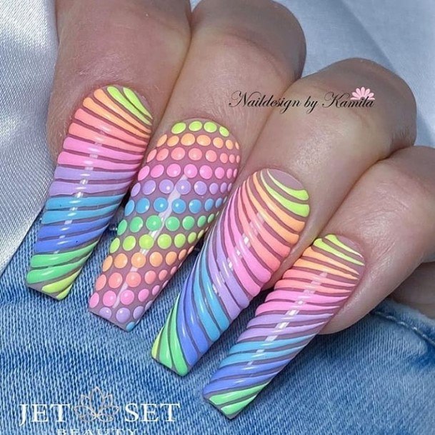 Magnificent Striped Nail For Girls