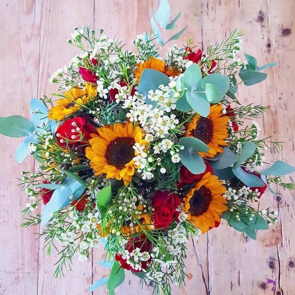 Magnificent Summer Floral Sunflower Bouquet For Bride To Be