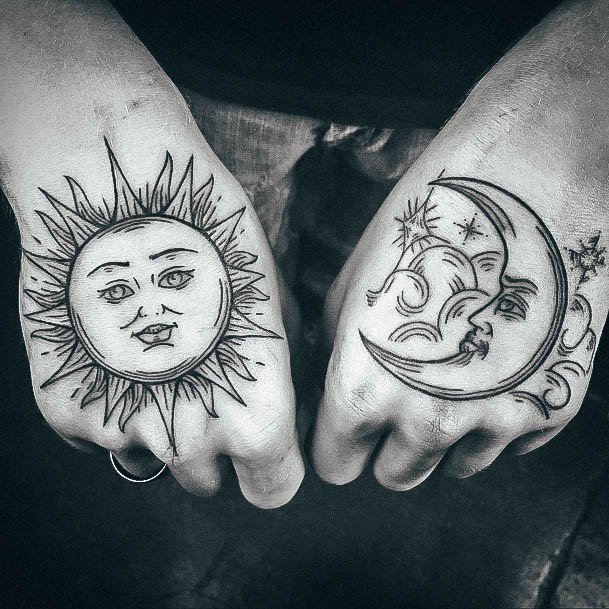 Magnificent Sun And Moon Tattoo For Girls