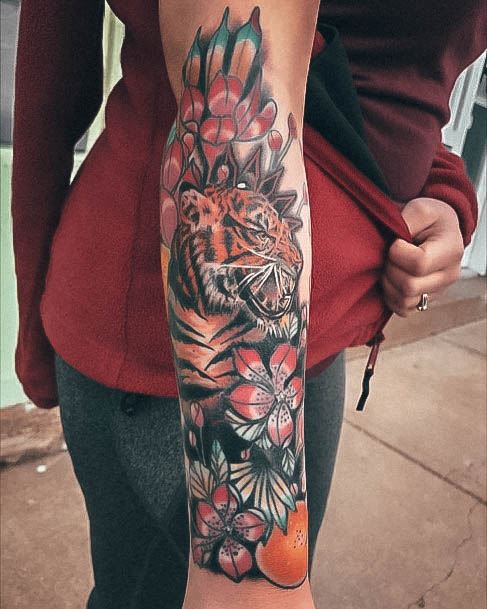 Magnificent Tiger Tattoo For Girls Forearms