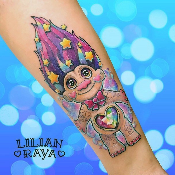 Magnificent Troll Doll Tattoo For Girls