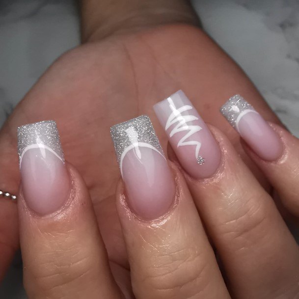 Magnificent White And Silver Nail For Girls