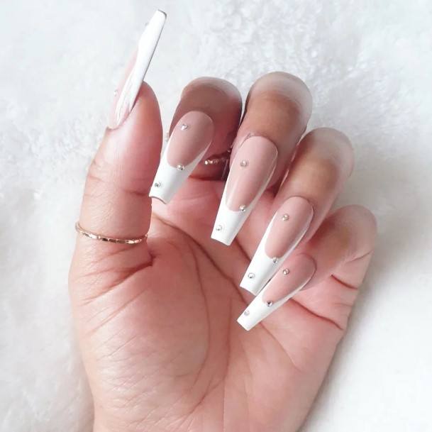 Magnificent White French Nail For Girls