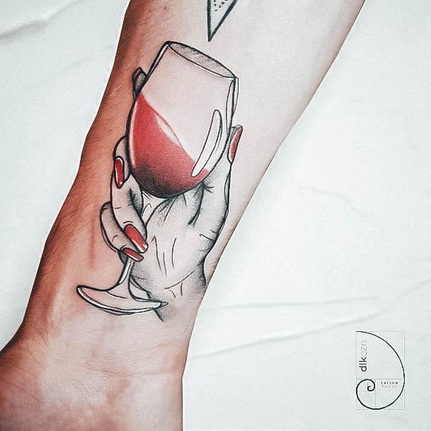 Magnificent Wine Glass Tattoo For Girls