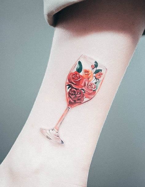 Magnificent Wine Tattoo For Girls