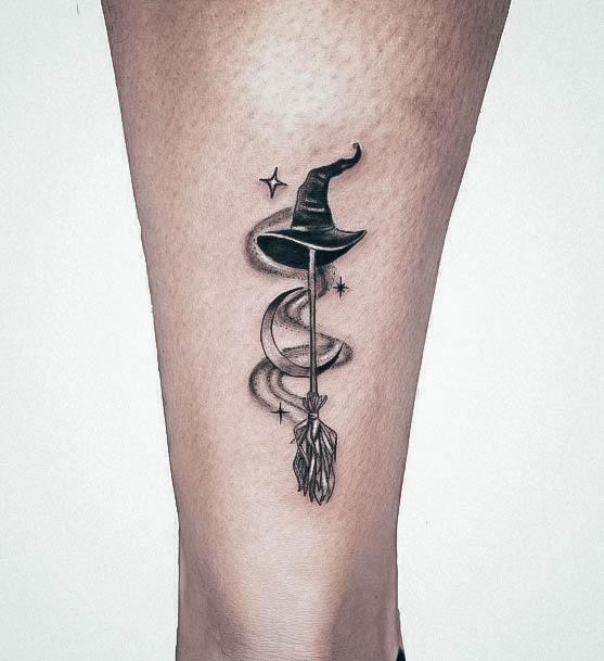 Magnificent Witch Hat Tattoo For Girls