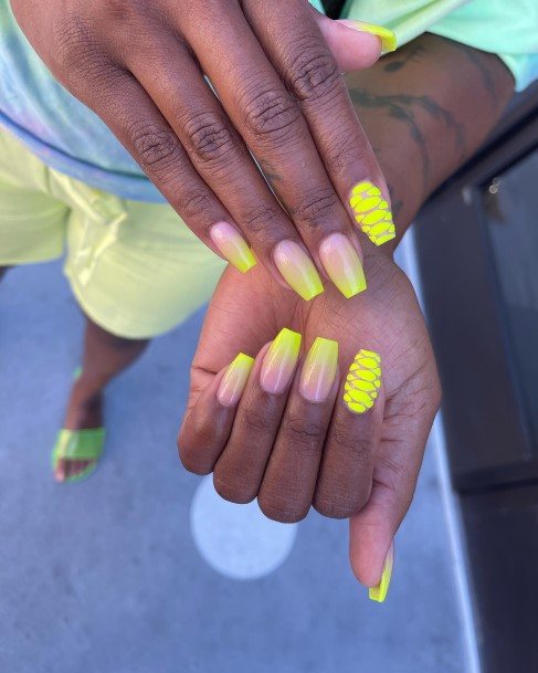 Magnificent Yellow And Pink Nail For Girls