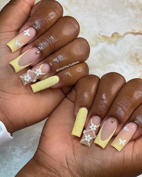 Magnificent Yellow French Tip Fingernails For Girls