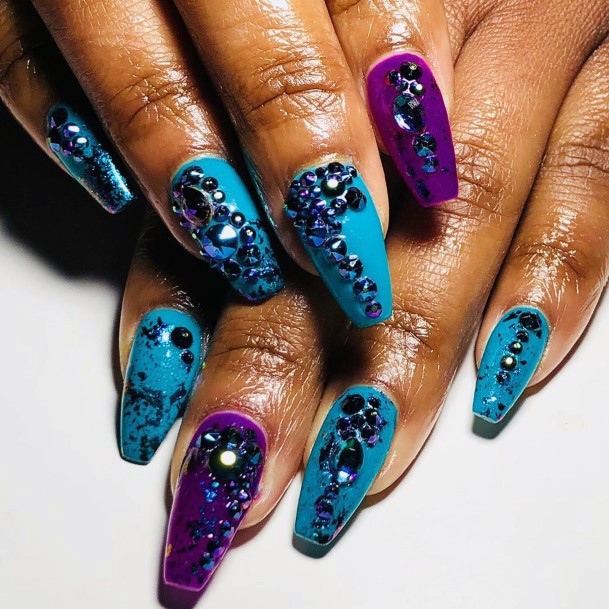 Magnificent0bling Blue And Purple Nails Gorgeous Women