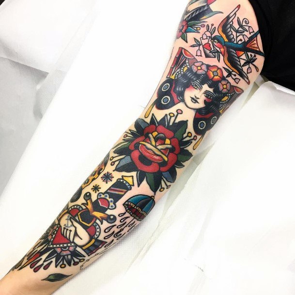 Majestic Full Sleeves Women Traditional Tattoo