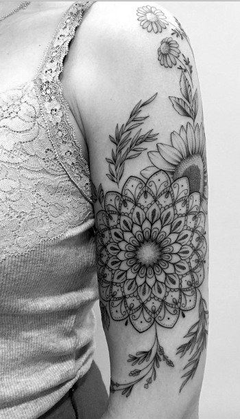Mandala Art Tattoo Womens Half Sleeve