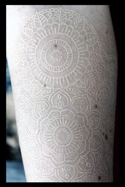 Mandala Design Tattoo Women White Ink