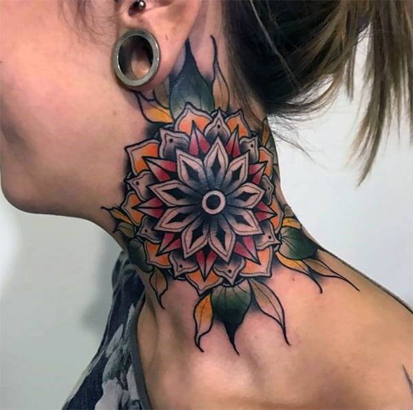 Mandala Geometric Art Neck Tattoo Design