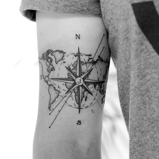 Map And Compass Tattoo Womens Forearm