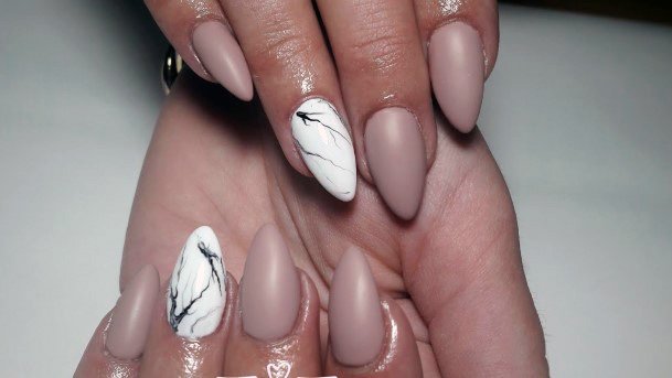 Marble Art On Almond Shaped Nails