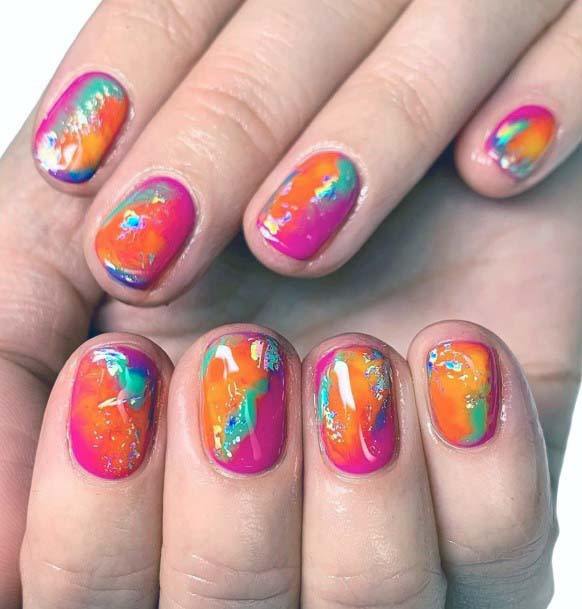 Marble Art Pattern Summer Nails