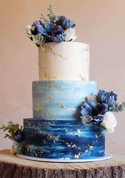 Marble Cake Blue Wedding Flowers