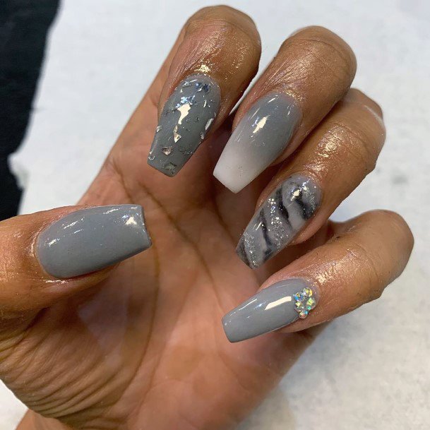 Marble Effect Grey Ombre Nails