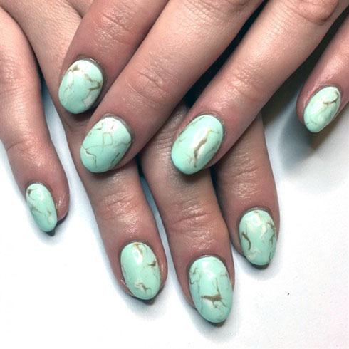 Marble Mint Nails Women