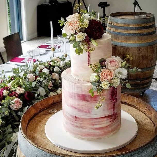 Marble Pink And White Country Wedding Cake