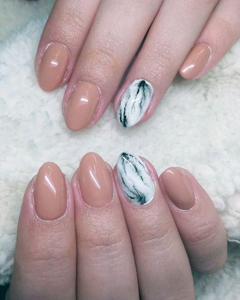 Marble Texture And Nude Nails