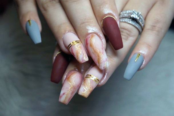 Marble Textured November Nails