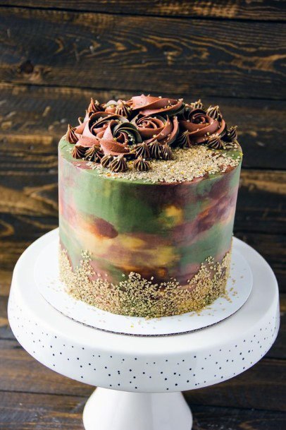 Marble Textures Camo Wedding Cake