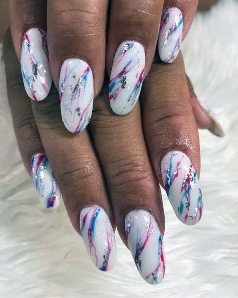 Marble Topped 4th Of July Nails