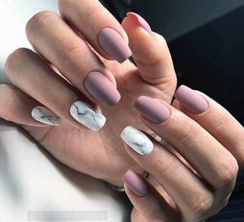 Marble Topped Nail With Matte Pink For Women