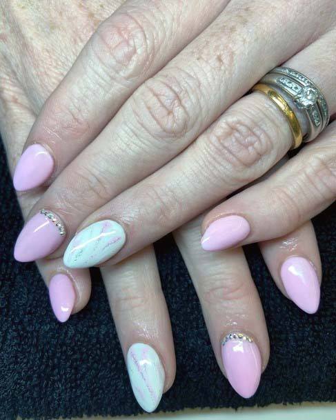 Marbled Light Pink Nails For Females