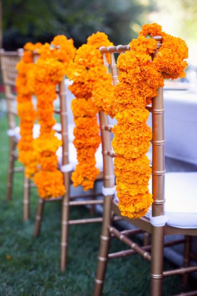 Marigold On Chairs Indian Wedding Flowers